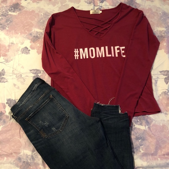 Baluoke Tops - #momlife long sleeve boutique T-shirt sz XL